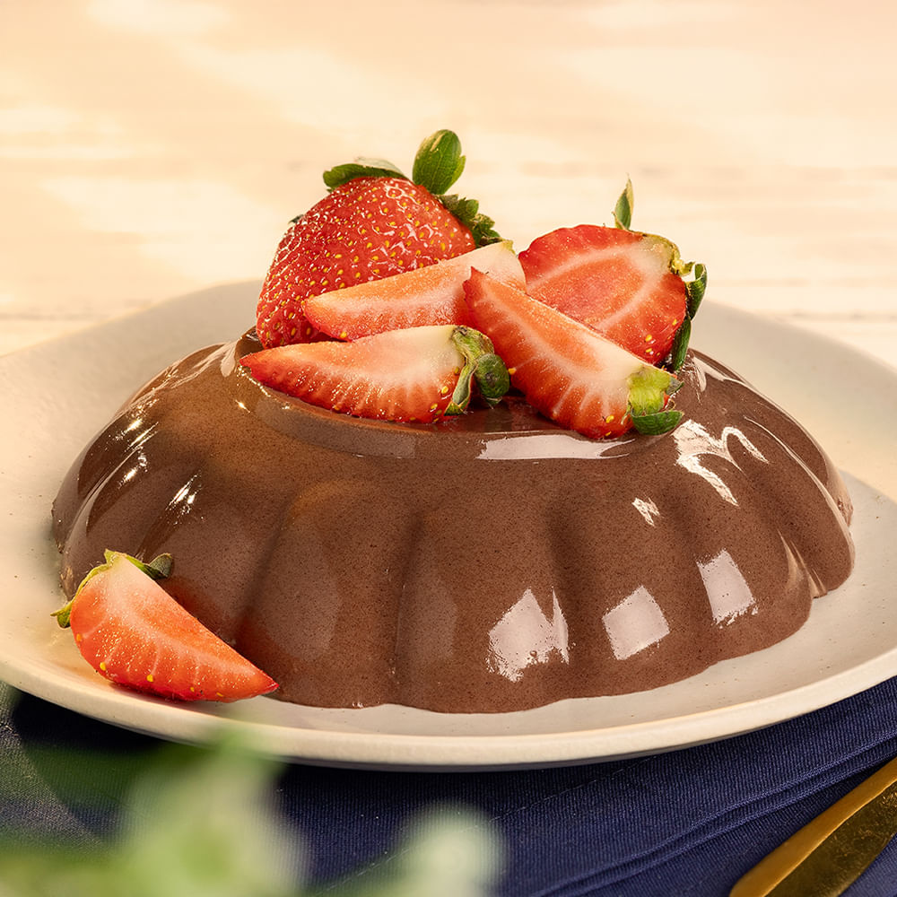 Flan De Chocolate Com Morango Oba 500g